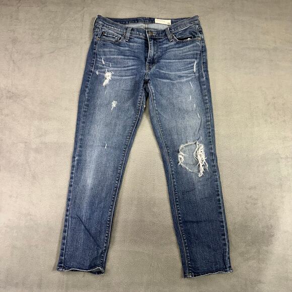 Pistola Jeans Women Blue Distressed Straight Denim Stretchy made In U.S.A 28 - Picture 1 of 9